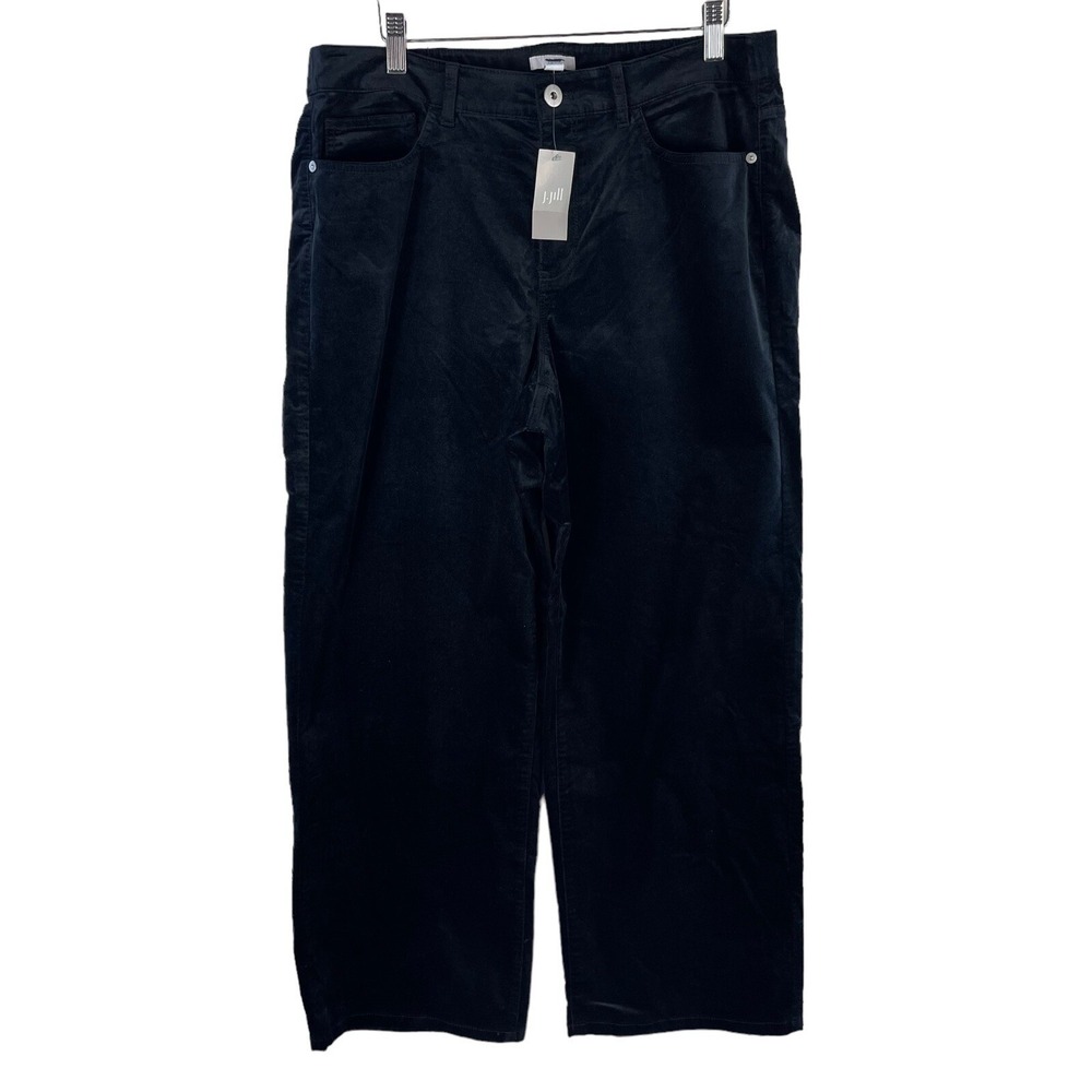 J. Jill‎ Pants Women's Petite 16P Black Velvet Wide Leg High Rise NWT MSRP $109